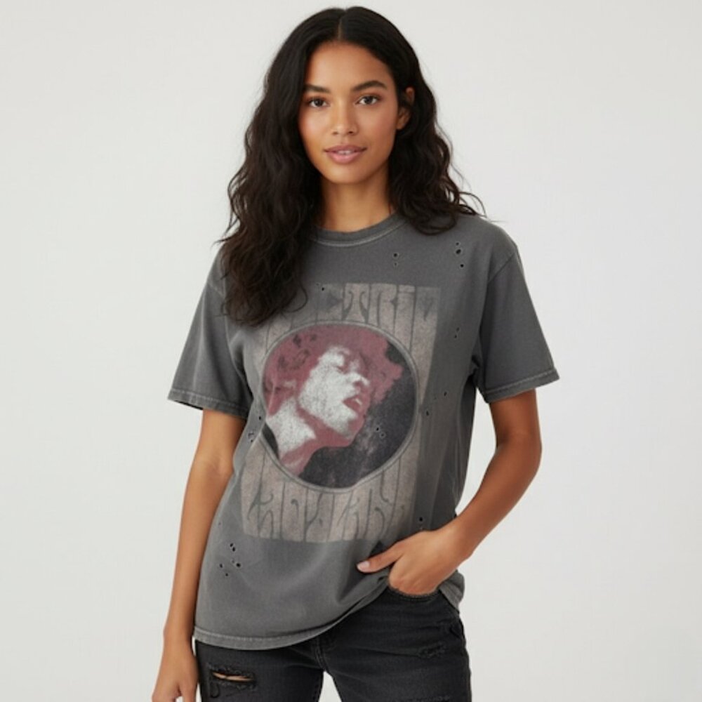 Goodie Two Sleeves Jimi Hendrix Electric Ladyland Distressed Light Gray Tee M/L